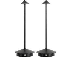 2 Stuks - Tafellamp – Oplaadbaar - Zwart – Dimbaar – 29CM – Aluminium – Bureaulamp – Tafellamp Slaapkamer