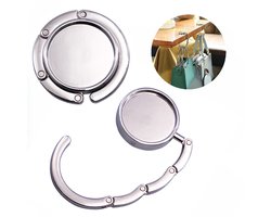 2 Stuks Tassenhanger – Tashanger bureau - Tassenhaak tafel - Tashanger voor tafels - Uitvouwbare tassenhanger - Draagbare tassenhaak - Zilver -LOUZIR