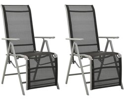 2 stuks, textielen en aluminium zilver, balkonstoelen, outdoorstoelen, vrijetijdsstoelen, terrasstoelen, voor tuin, gazon, terras