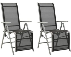 2 stuks, textileen en aluminium zilver, tuinstoel, balkonstoelen voor binnenplaatsen
