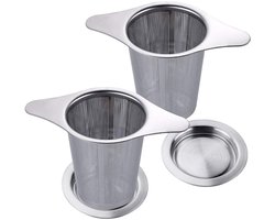 2 stuks - Theezeef - RVS Theefilter - Met Lekplaatje - Thee Filter Voor Losse Thee - Thee Infuser