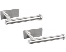 2 stuks - Toiletrolhouders - Toiletpapier Houder - Badkamer Accessoires - WC Rolhouder - Papier Houder - 16*8cm - zilver - Zonder Boren - Roestvrij staal