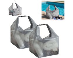 2 stuks - Toilettassen - Waterdichte douchetas met handvat - Multifunctionele strandtas toilettas met handvat nettas - voor fitnessstudio reizen camping studentenhuis badkamer - 27x24,5cm - Grijs