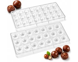 2 Stuks Transparante Polycarbonaat Chocoladevormen, Holle Vorm voor Chocolade en Snoep, Perfect voor DIY Chocolade en Feestelijke Taarten