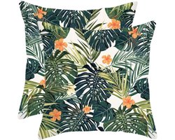 2 stuks Tuin-SierKussen - Sydney - 45x45cm - buitenkussen - water en UV-bestendig sierkussen - Heldere kussentjes met zomerse print - hoge kwaliteit - 630gr.