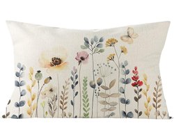 2 stuks tuinkussenhoezen met bloemen, 30x50cm, zachte decoratieve kussenslopen met bloemen, voor bank, bed, woondecoratie