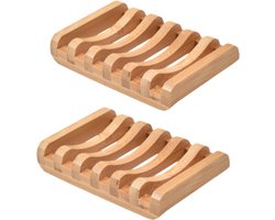 2 stuks - Uitgehold bamboe zeepbakje met afvoeropening - Zeepbakje voor de badkamer - 11,5*8*2,2 cm - Houtkleur
