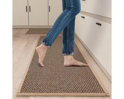 2 stuks Ultra-Absorberende Antislip Keukenmatten - Snel Droogend Duurzaam, Wasmachinebestendig Beige Vloerkleden voor Badkamer, Woonkamer, Tegel- en Houten Vloeren (43.94x74.93cm & 43.94x119.89cm),