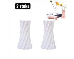 2 stuks - Vaas - Plastic Kunst Vaas - Stijl Plastic Mini Vaasjes - Creatieve Droogbloemen Arrangementen - Kunstbloemen Decoratie voor Huis - Woonkamer accessoires - Wit
