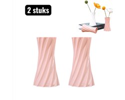 2 stuks - Vaas - Plastic Kunst Vaas - Stijl Plastic Mini Vaasjes - Creatieve Droogbloemen Arrangementen - Kunstbloemen Decoratie voor Huis - Woonkamer accessoires - Roze