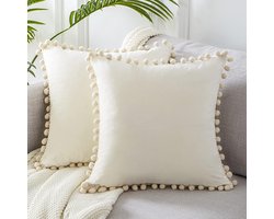 2 stuks Velours Kussenhoezen 60x60cm - Verborgen Ritssluiting - Bohemian Dekor - 100% Vliesstoffen voor Woonkamer & Slaapkamer