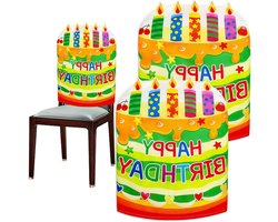 2 Stuks Verjaardagstoelenhoezen voor Feestdecoratie, Stoelhoezen voor Kinder- en Tienerverjaardagen, Decoratie voor Thuis en Klaslokaal