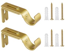 2 stuks verstelbare gordijnroedebeugels - Geschikt voor diameter 20-25 mm - Verstelbare wandbeugel - Met intrekbare schroefbevestiging - Geschikt voor gordijnroedes in kantoor-, slaapkamer- en garderobekasten