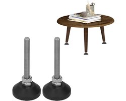 2 Stuks Verstelbare Meubelvoeten D30 X M6 X 50mm - Nylon Glijders voor Tafel, Stoel en Bed met 10kg Draagkracht en Ronde Basis als Vloerbescherming