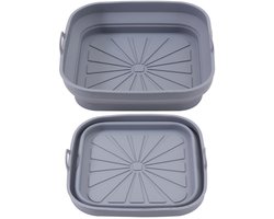 2 stuks vierkante grijze frituurpan siliconen mallen, airfryer siliconen bakvormen, herbruikbare siliconen inzetstukken, accessoires