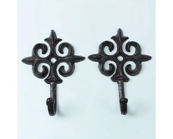 2 stuks vintage gietijzeren wandhaken, rustieke metalen kapstok voor huis-, tuin- en tuindecoratie
