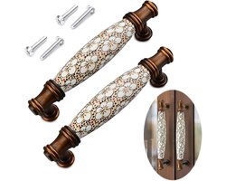2 stuks Vintage keramische meubelgrepen – Keramische grepen voor lades en meubels, zinklegering – Inclusief schroeven, gatafstand 96 mm