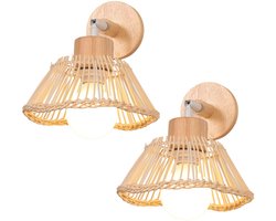 2 Stuks Vintage Wandlamp Slaapkamer E27 Wandverlichting Weven Verstelbaar voor Woonkamer Keuken Hal