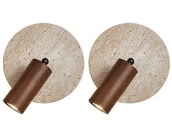 2 Stuks Vintage Wandlamp Stenen Lampenkap Wandlampen Binnen voor Woonkamer Kinderkamer Slaapkamer