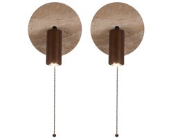 2 Stuks Vintage Wandlamp Stenen Lampenkap Wandlampen Binnen voor Woonkamer Kinderkamer Slaapkamer met Schakelaar