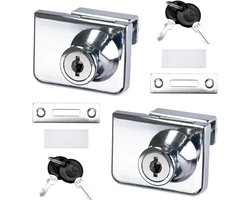 2 stuks vitrinesloten voor glazen deuren zonder boren - Zinklegering, geschikt voor 4-8 mm glazen deur, inclusief 4 sleutels for kast, vitrine en meubels