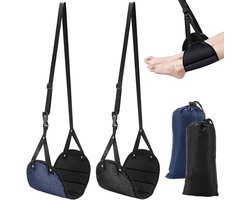 2 stuks vliegtuigvoetsteun - verstelbare voetsteun voor volwassenen en kinderen - reisaccessoires - draagbare voethangmat onder bureau - upgrade comfort beensteunkussen voor lange vlucht - zwart