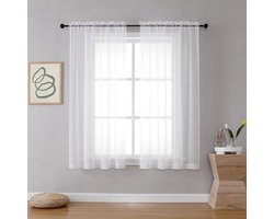 2 stuks voile gordijnen - witte doorschijnende gordijnen -lichtgewicht zachte - 100 x 130 cm - elegante effen keukengordijnen - voor kelder, badkamer, slaapkamer, woonkamer