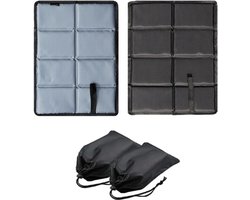 2 stuks - Vouwkussen - Zitmatje - Kussen - Zitkussen - Picknick Kussen - kampeer Kussen - Draagbaar kleed - met Opbergtas - Waterdicht - Opvouwbaar - voor buiten, tuin, camping, picknick, wandelen - grijs en zwart - 29*40cm - polyester