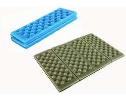 2 stuks - Vouwkussen - Zitmatje - Kussen - Zitkussen - Picknick Kussen - kampeer Kussen - Kampeermat Buitenkussen - Schuimkussen - Waterdicht - Opvouwbaar - voor buiten, tuin, camping, picknick, wandelen - XPE - Olijfgroen en blauw - 39*29 cm