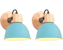 2 Stuks Wandlamp Binnen 180° Verstelbaar Wandlampen Modern E27 voor Slaapkamer Blauw