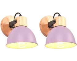 2 Stuks Wandlamp Binnen 180° Verstelbaar Wandlampen Modern E27 voor Slaapkamer Paars
