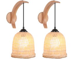 2 Stuks Wandlamp Binnen Vintage Wandlampen Slaapkamer Verstelbaar Weven Lampenkap voor Woonkamer