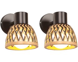 2 Stuks Wandlamp Binnen Weven Lampenkap Vintage voor Woonkamer Keuken Slaapkamer