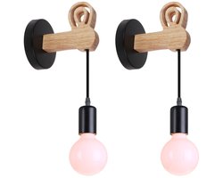 2 Stuks Wandlamp Industrieel Binnen Wandlampen Vintage voor Badkamer Woonkamer Slaapkamer Zwart