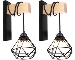 2 Stuks Wandlamp Industrieel E27 Muurlamp Slaapkamer Verstelbaar Binnenwandlamp Zwart