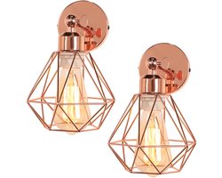 2 Stuks Wandlamp Industrieel Verstelbaar Vintage Wandverlichting voor Woonkamer Slaapkamer Gang Roze