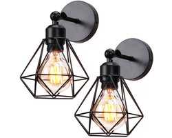 2 Stuks Wandlamp Industrieel Verstelbaar Vintage Wandverlichting voor Woonkamer Slaapkamer Gang Zwart