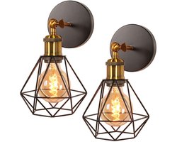 2 Stuks Wandlamp Industrieel Verstelbaar Vintage Wandverlichting voor Woonkamer Slaapkamer Gang Zwart Bronzen