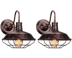 2 Stuks Wandlamp Industrieel Vintage Metaal Wandverlichting Woonkamer Retro Binnenwandlamp E27 Roest