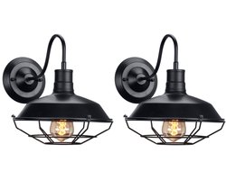 2 Stuks Wandlamp Industrieel Vintage Metaal Wandverlichting Woonkamer Retro Binnenwandlamp E27 Zwart