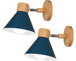 2 Stuks Wandlamp Moderne Binnen E27 Wandverlichting Verstelbare voor Slaapkamer Woonkamer Gang Blauw