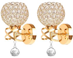 2 Stuks Wandlamp Moderne Kristallen Lampenkap voor Slaapkamer Woonkamer Kinderkamer Goud