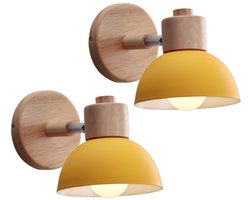 2 Stuks Wandlamp Moderne Slaapkamer E27 Verstelbare Wandverlichting voor Woonkamer Gang Trap Geel