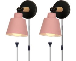 2 Stuks Wandlamp Slaapkamer Moderne Binnenwandlamp Verstelbare met Stekkerschakelaar Wandverlichting Woonkamer Roze