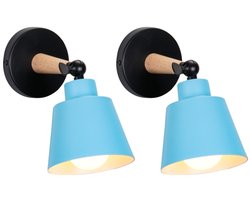 2 Stuks Wandlamp Slaapkamer Moderne Binnenwandlamp Verstelbare Wandverlichting voor Woonkamer Gang Hal Blauw