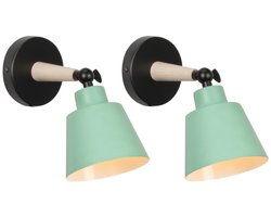2 Stuks Wandlamp Slaapkamer Moderne Binnenwandlamp Verstelbare Wandverlichting voor Woonkamer Gang Hal Groen