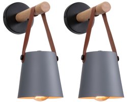 2 Stuks Wandlamp Slaapkamer Moderne Binnenwandlamp Vintage voor Woonkamer Gang Hall Grijs