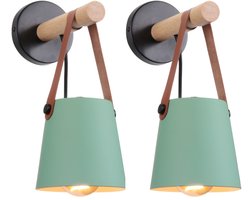 2 Stuks Wandlamp Slaapkamer Moderne Binnenwandlamp Vintage voor Woonkamer Gang Hall Groen