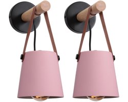 2 Stuks Wandlamp Slaapkamer Moderne Binnenwandlamp Vintage voor Woonkamer Gang Hall Roze