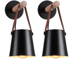 2 Stuks Wandlamp Slaapkamer Moderne Binnenwandlamp Vintage voor Woonkamer Gang Hall Zwart